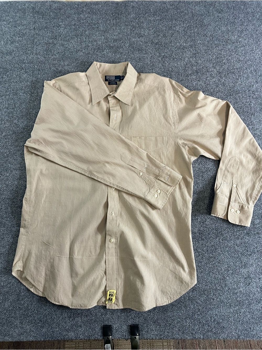 Polo by Ralph Lauren Andrew Vintage Men's Light Beige Long-Sleeve Dress Shirt